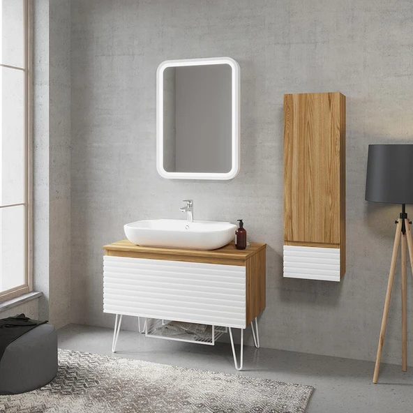 Denko Taylan 85 cm MDF Beyaz Banyo Dolabı Takımı ve Boy Dolabı ürün görseli 1