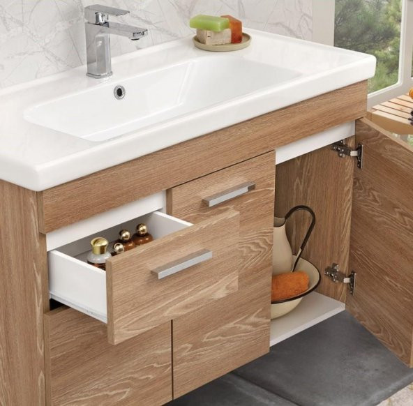 Orka Enez 100 cm Livana Banyo Dolabı Alt Modül ve Lavabo ürün görseli 1