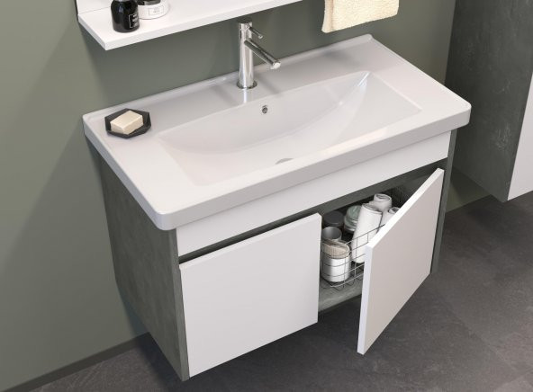 Orka Aydos 85 cm Banyo Dolabı Alt Modül ve Lavabo ürün görseli 1