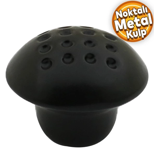 Noktalı Mantar Düğme Kulp Çekmece Dolap Dolabı Kulpu Kulbu Mat Siyah Metal Kulpları Mobilya Mutfak ürün görseli 1