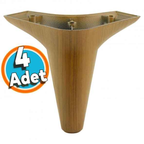 Mobilya Yatak Kanepe Sehpa TV Ünitesi Koltuk Ayağı 12 cm Kahverengi Ahşap Desenli Baza Ayak  (4 ADET) ürün görseli 1