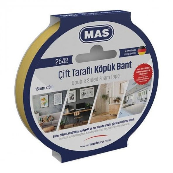 MAS CIFT TARAFLI KOPUK BANT 15MM X 5M 2642 ürün görseli 1