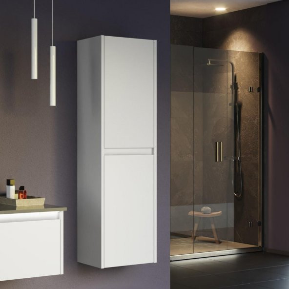 Orka Lisbon 40 cm Mat Beyaz Banyo Boy Çamaşır Dolabı ürün görseli 1