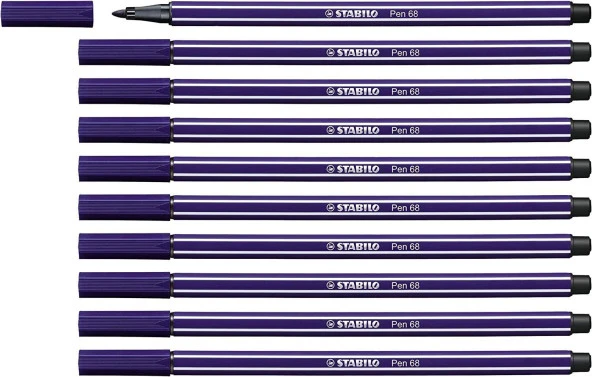Stabilo Keçe Uçlu Boya Kalemi 1 MM Koyu Mavi Keçeli Kalem (10 Lu Paket) ürün görseli 1