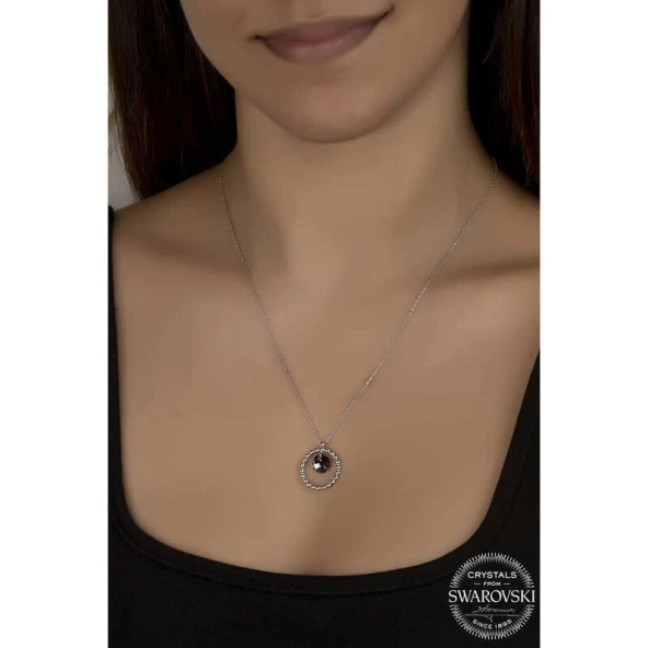 Swarovski Crystal Taşlı Halka Gümüş Kadın Kolye ürün görseli 1