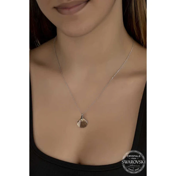 Swarovski Crystal Taşlı Deniz Kabuğu Gümüş Kadın Kolye ürün görseli 1