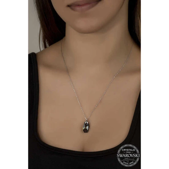 Swarovski Crystal Taşlı Özel Kesim Gümüş Kadın Kolye ürün görseli 1