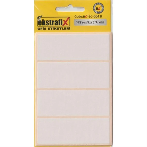 Ekstrafix Ofis Etiketi 27x75 MM Ofis Etiketi 10 Yaprak Beyaz ürün görseli 1