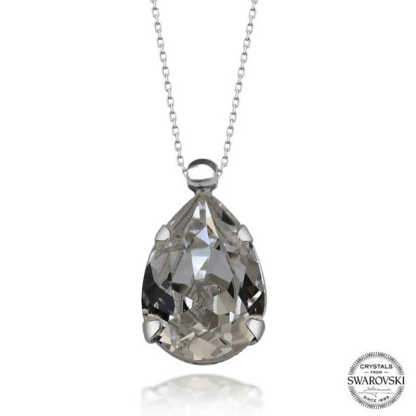 Swarovski Crystal Taşlı Damla Gümüş Kadın Kolye ürün görseli 1