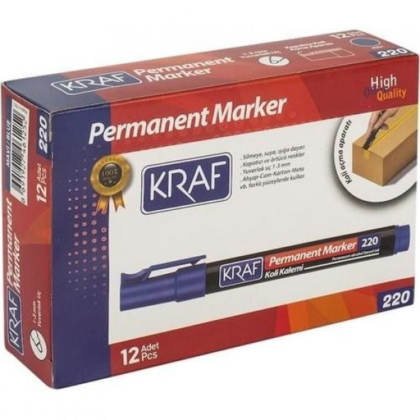 KRAF PERMANENT KOLI  MARKOR MAVI 12 LI KUTU(220) ürün görseli 1