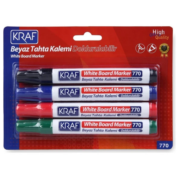 KRAF BEYAZ TAHTA KALEMI DOLDURULABILIR 770-4 4 LU ürün görseli 1