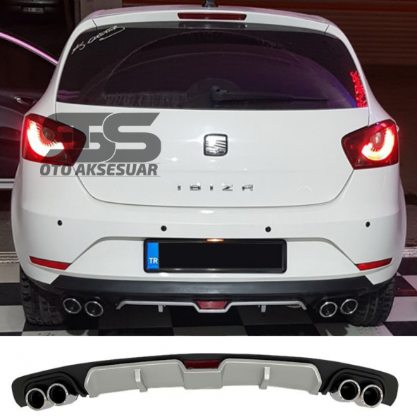 Seat İbiza Difüzör Arka Tampon Eki 4 Egzoz Çıkışlı Gri ürün görseli 1