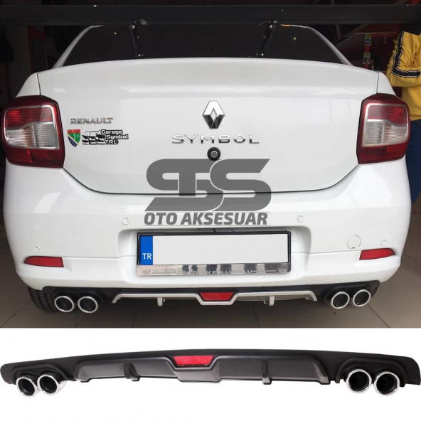 Renault Symbol Difüzör Arka Tampon Eki 4 Egzoz Çıkışlı Siyah ürün görseli 1