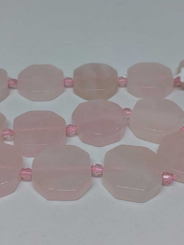 Pembe Kuvars Taşı Sekizgen Şekilli Dizi (35685) ürün görseli 1