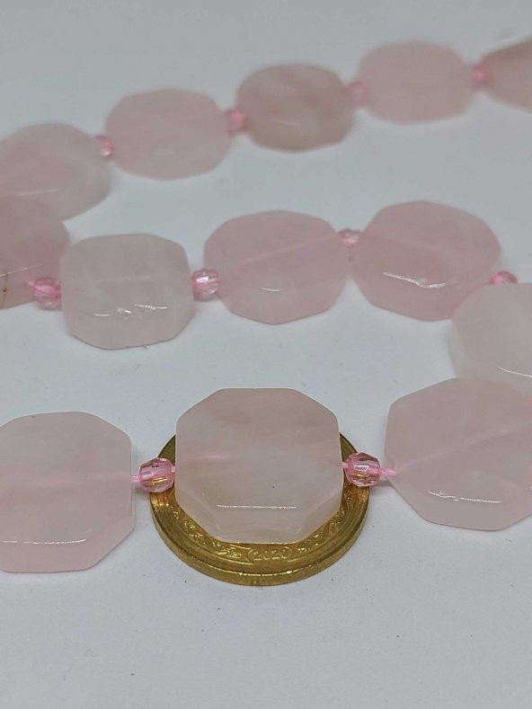Pembe Kuvars Taşı Sekizgen Şekilli/adet (35685-1) ürün görseli 1