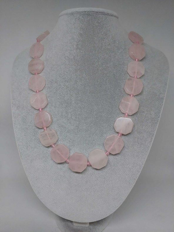 Pembe Kuvars Taşı Sekizgen Şekilli (Klipsli) (35685) ürün görseli 1