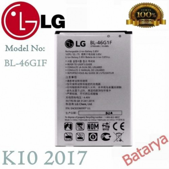 LG K10 2017  Batarya LG BL-46G1F Uyumlu Yedek Batarya Servis Ürünü ürün görseli 1