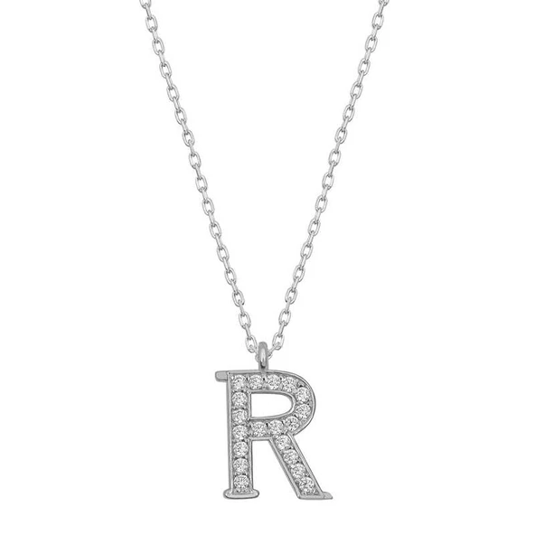 Gümüş Rodyum R Harfi Kadın Kolye SL4831 ürün görseli 1