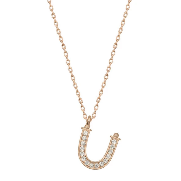 Gümüş Rose Ü Harfi Kadın Kolye SL4876 - Resim 3