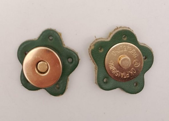 Angel Çanta Aksesuar Yeşil Gerçek Derili Çiçek Model Mıknatıslı Çıtçıt Light Gold Metalli ürün görseli 1