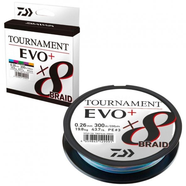 Daiwa Tournament Evo+ 8b 300m 0.30mm Multicolor İp Misina ürün görseli 1