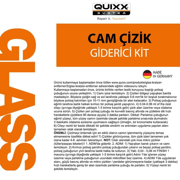 QUIXX Cam Çizik Giderici Set - Resim 3