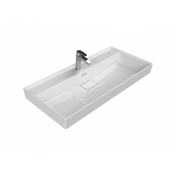 Cerastyle Turkuaz Sharp Etajerli Lavabo 100x48 Cm ürün görseli 1