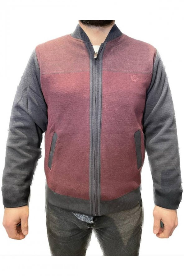 BLUESMODA ASTARLI CEPLİ FERMUARLI ÇELİK ÖRGÜ CEKET HIRKA ürün görseli 1