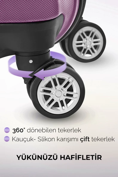 Polo&Sky Elmas Model Mor Renk 3'lü Valiz Seti - Resim 6