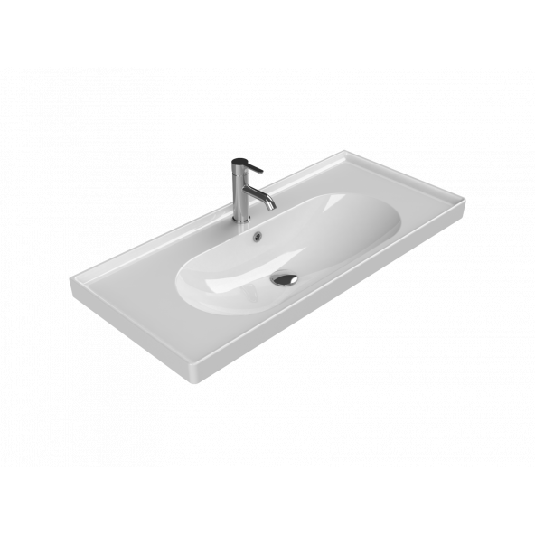 Turkuaz Seramik Cerastyle Arya Serisi 100 x 45 Cm Etajerli Lavabo ürün görseli 1