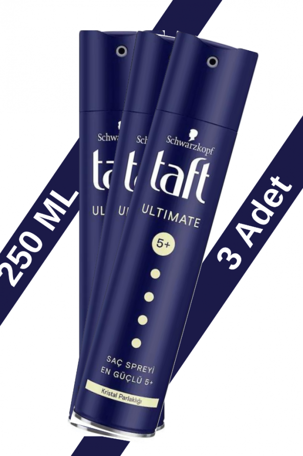 Taft Ultimate Saç Spreyi 5+ Kristal Parlaklığı 250 Ml 3 Adet ürün görseli 1