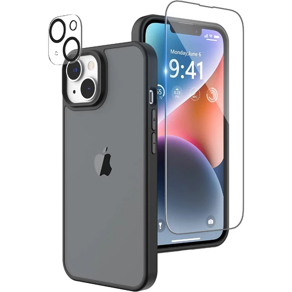 Gpack Apple iPhone 13 Kılıf İmpact Alpin Mat Buzlu Kapak   Nano Ekran Koruyucu  Kamera Koruyucu ürün görseli 1