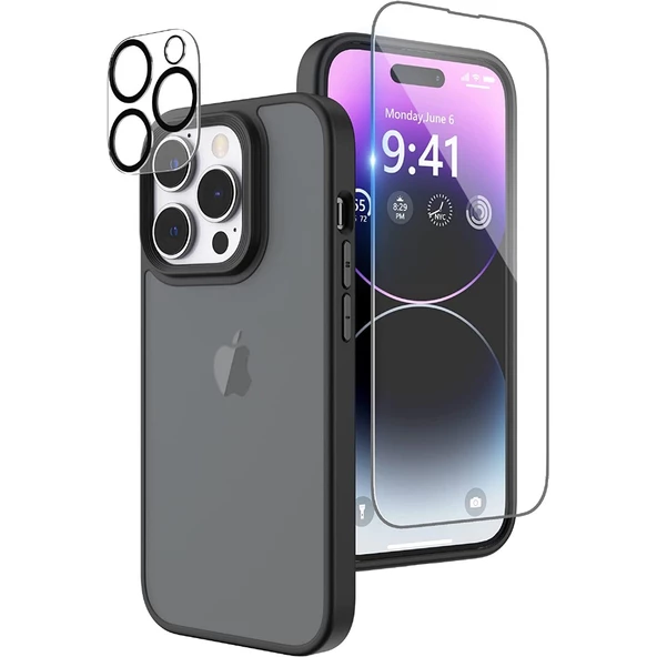 Gpack Apple iPhone 13 Pro Max Kılıf İmpact Alpin Mat Buzlu Kapak   Nano Ekran Koruyucu  Kamera Koruyucu ürün görseli 1