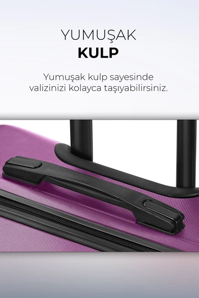 Polo&Sky Elmas Model Mor 2'li Valiz Seti (Kabin+Orta) - Resim 4