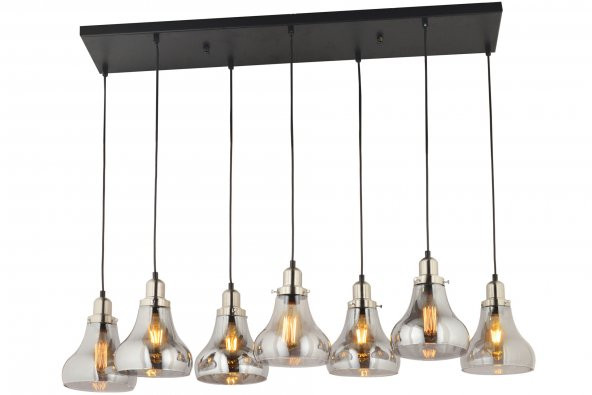 LampaLuce Cono Modern Sarkıt Salon Avizesi 7li Krom 80x70cm ürün görseli 1