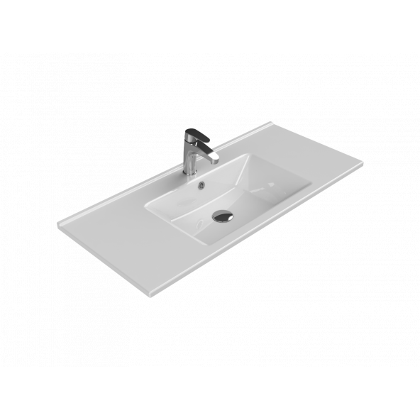 Turkuaz Cerastyle Arte Etajer Uyumlu Banyo Lavabo 100x45 cm ürün görseli 1