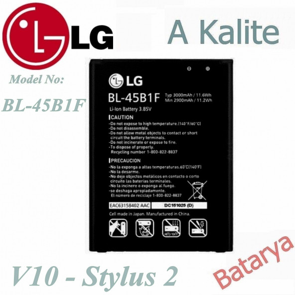 Lg V10 Batarya Lg  Stylus 2 Bl-45B1F Uyumlu Yedek Batarya Servis Ürünü ürün görseli 1