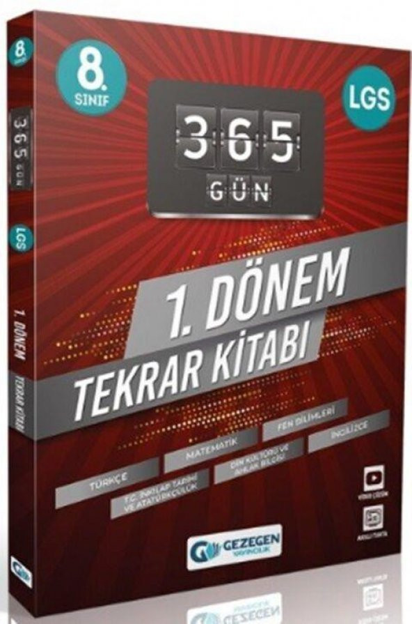 8. Sınıf Tüm Dersler 365 Gün 1. Dönem Tekrar Kitabı Gezegen Yayıncılık ürün görseli 1