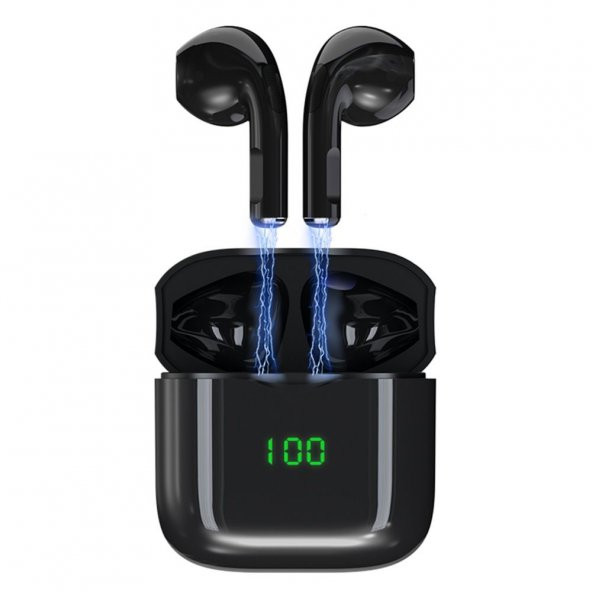 Konfulon BTS21  Dijital Şarj Göstergeli Kablosuz Bluetooth Airpods Kulaklık Siyah ürün görseli 1