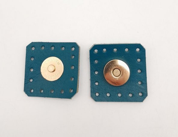 Angel Çanta Aksesuar Turkuaz Gerçek Derili Kare Mıknatıslı Çıtçıt Light Gold Metalli ürün görseli 1