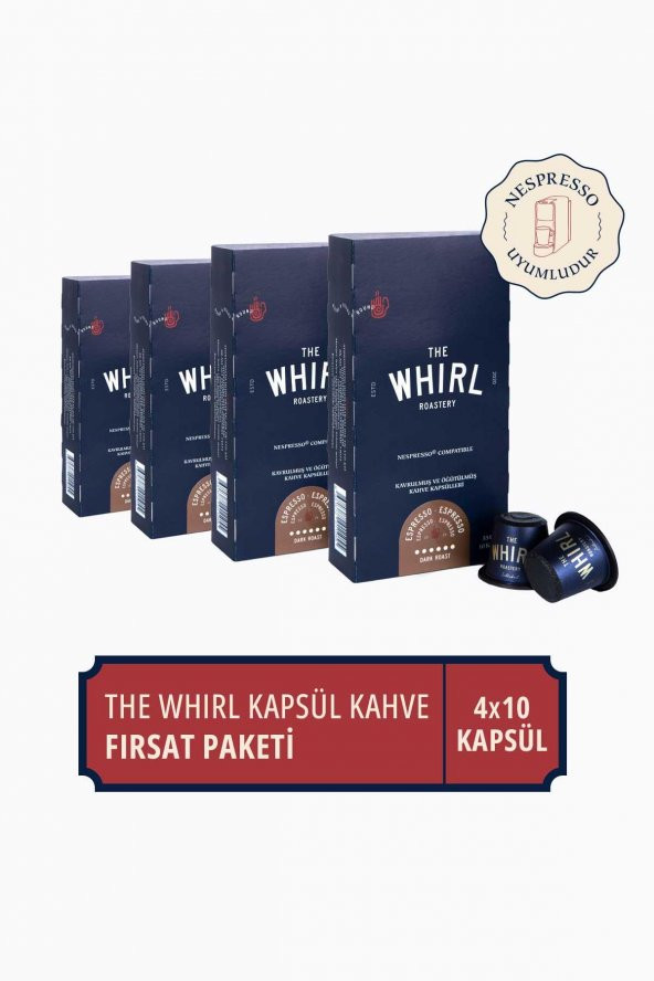 The Whirl Espresso Dark Kapsül Kahve 4lü Fırsat Paketi 40 Kapsül ürün görseli 1