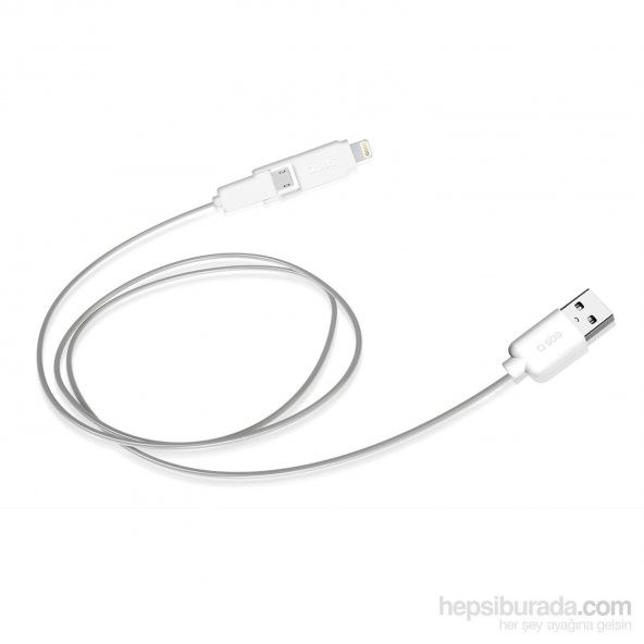 SBS 02407 TTCABLEUSBIP5MICW MULTİ KABLO 1.2 MT. MİCRO USB + LİGHTNİNG APPLE ŞARJ VE VERİ KABLOSU BEYAZ ürün görseli 1