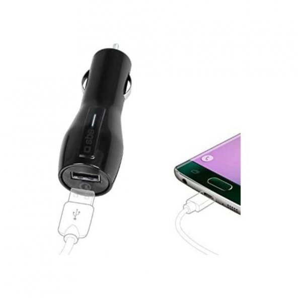SBS 11355 TECAR1USBQC 2000 MAH TEK USB ÇIKIŞLI ÇAKMAKLIĞA TAKILAN ARAÇ ŞARJ CİHAZI SİYAH ürün görseli 1