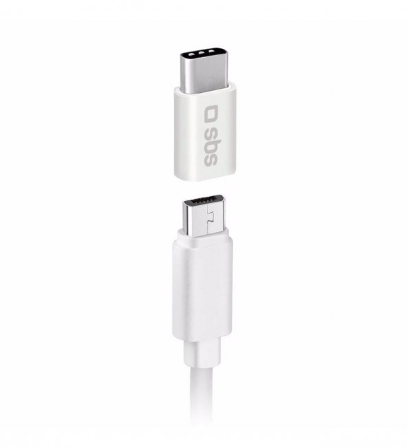 SBS 24577 TEADAPTC MİCRO USBYİ TYPE CYE ÇEVİRİCİ ADAPTÖR BEYAZ ürün görseli 1