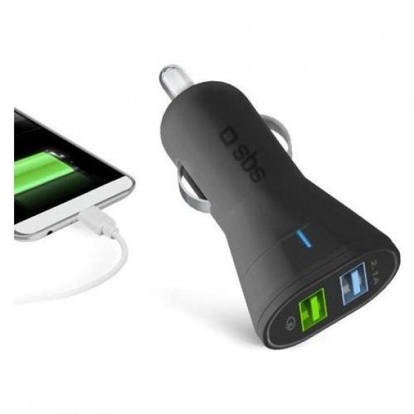 SBS 37331 TECR2USBQCH3 ARAÇ İÇİ 2.1 A 3.0 USB ÇIKIŞLI HIZLI ŞARJ ÖZELLİKLİ ARAÇ İÇİ ŞARJ CİHAZI ürün görseli 1