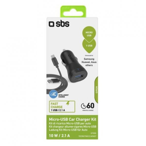 SBS 37355 TECRKITMIC21AFAST MİNİ ARAÇ İÇİ ÇAKMAKLIĞA TAKILAN USB QC 3.0 SERTFİKALI + TYPE-C ŞARJ VE VERİ KABLOLU 1 MT. SİYAH ARAÇ ŞARJ CİHAZI ürün görseli 1