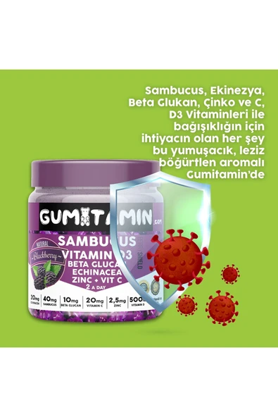 GUMITAMIN Sambacus Vıtamınd3 60 Kapsul Gummıes - Resim 2