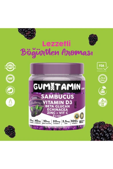 GUMITAMIN Sambacus Vıtamınd3 60 Kapsul Gummıes - Resim 3