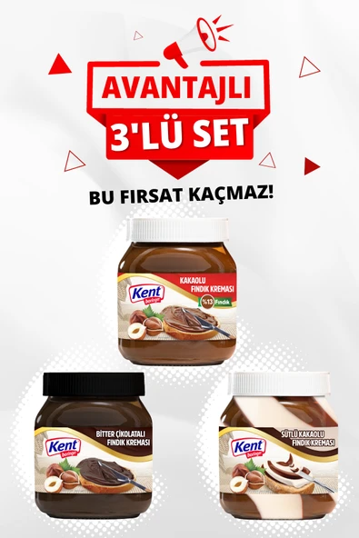 Kakaolu Fındık Kreması Avantajlı 3'lü Set(Bitter-%13Fındıklı Kakaolu-Çift Renkli)350gr ürün görseli 1