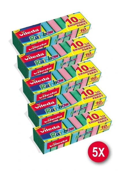 10'lu Rainbow Ekonomik Bulaşık Süngeri 5'li Paket ürün görseli 1